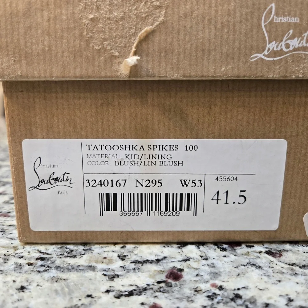 NEW Christian Louboutin Tatooshka Spikes Nude Sandals Size 41.5 100mm Heels
